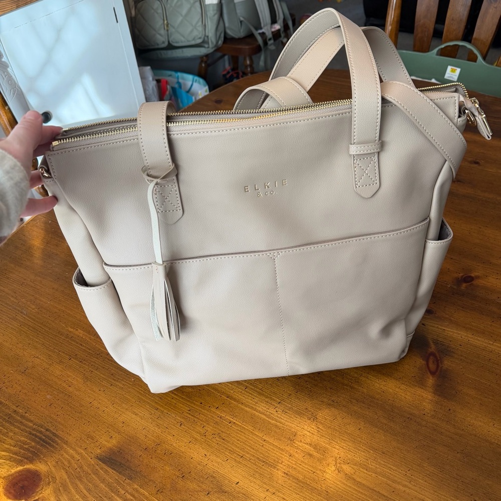 Elkie and Co Vegan Leather Diaper Bag and Changing Pad